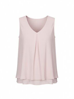 Frank Lyman Holiday Party Soft Pink Chiffon Layered Tank Top Blouse Size 16